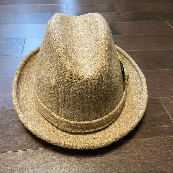 Fedora Hat Vintage 1970s Wool Blend Tweed with Feather by Lanning Men’s Large. - Picture 3 of 12